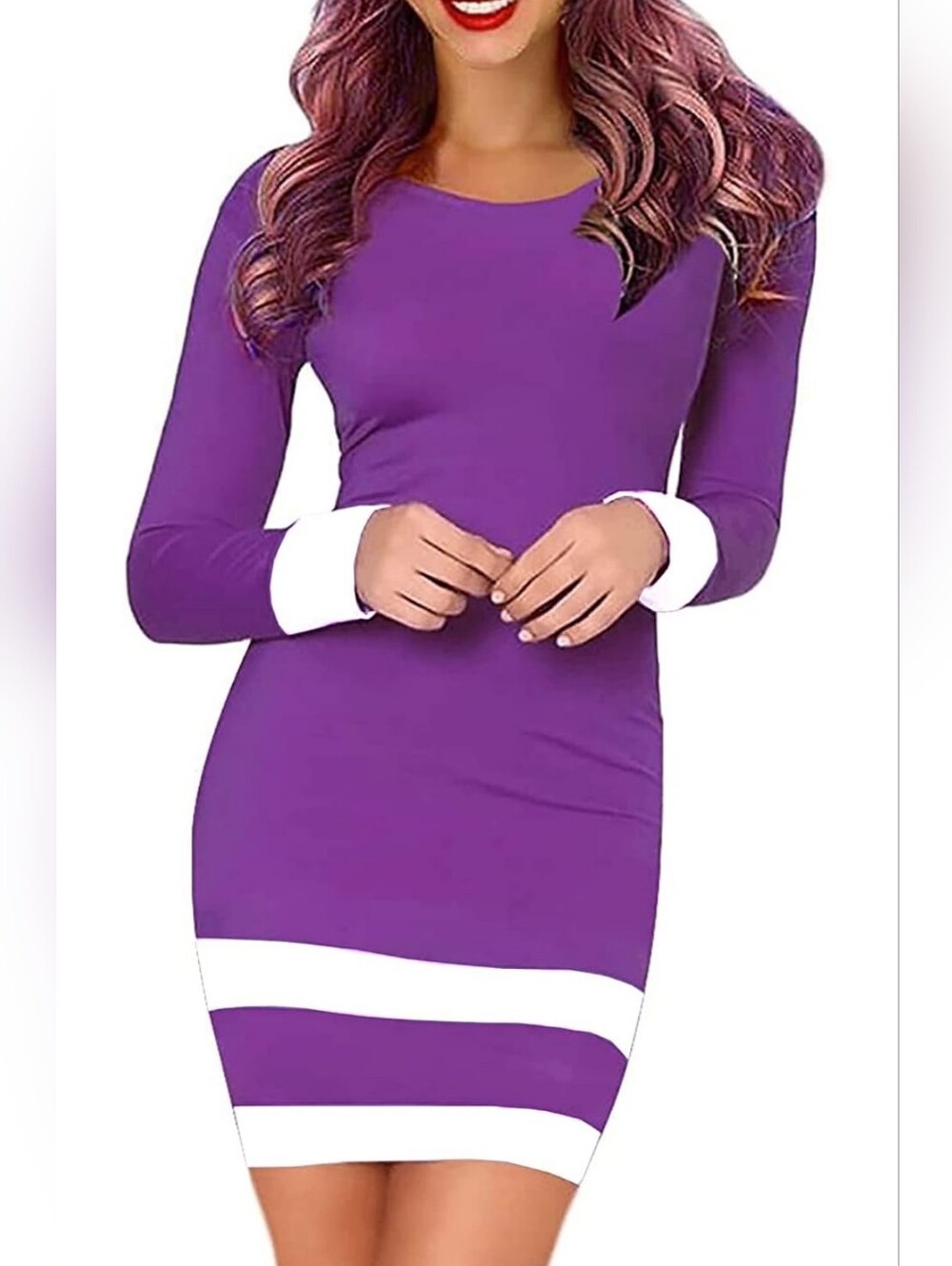 Women's Halloween Long Sleeve Purple Dress for Daphne Costume Mini Dress